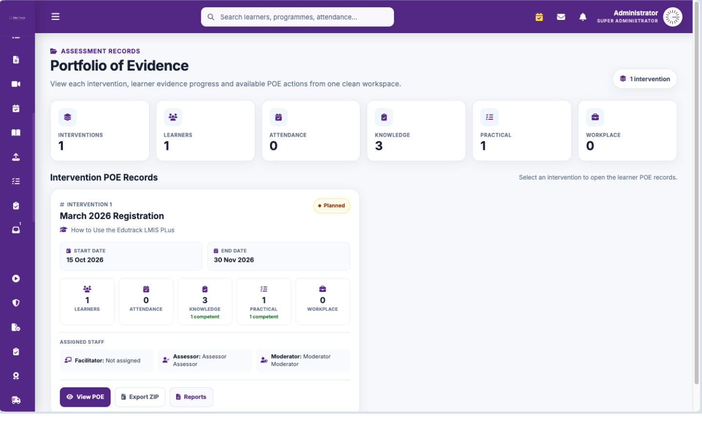 Portfolio of Evidence