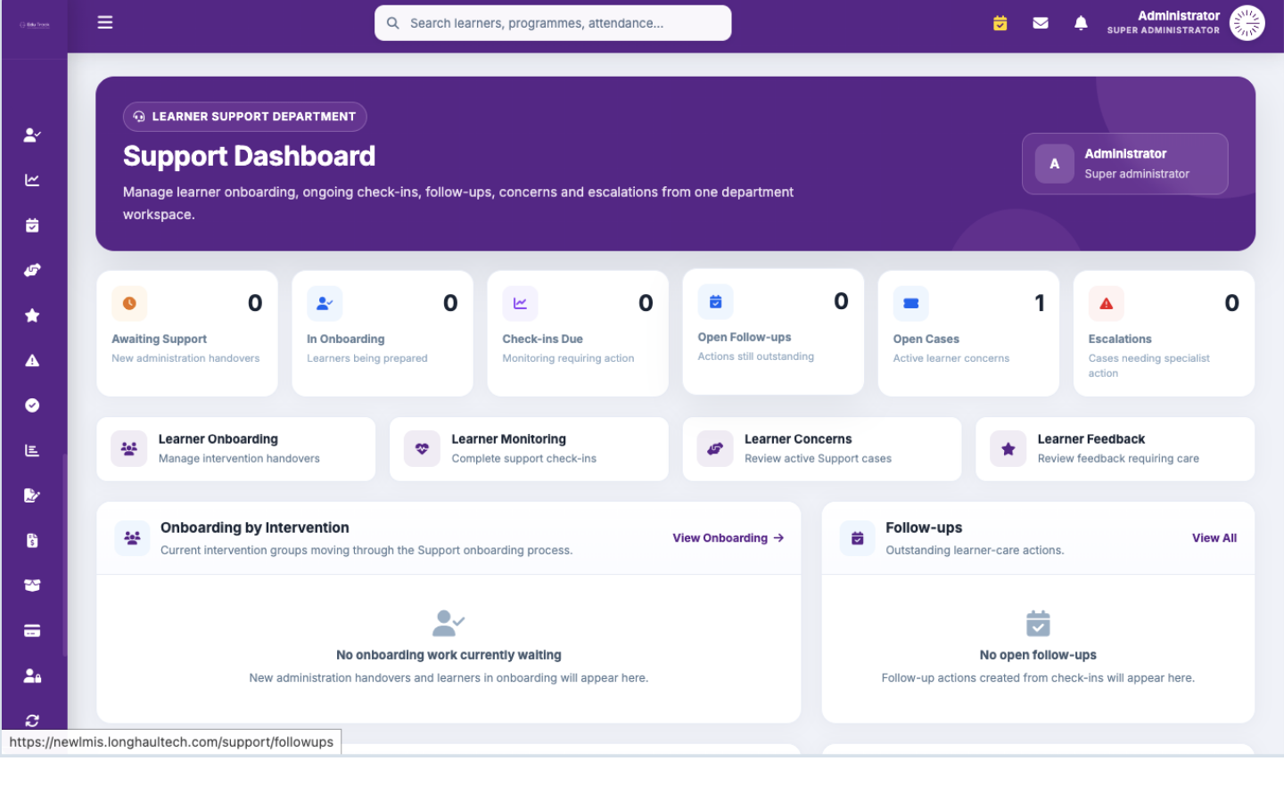Student support dashboard